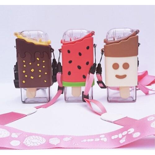 New Summer Cute Water Bottle With Strawberry Creative Square Watermelon Cup Portable Leakproof Tritan BPA Free Sport Drinking