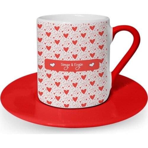 Personalized Valentine 'S Day Themed Red Turkish coffee Cup-42