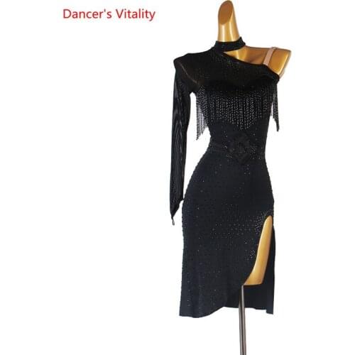 Latin Dance Dress Diamond-Studded Skirt Performance Clothes High-End Custom Adult Child Profession Competition Clothing