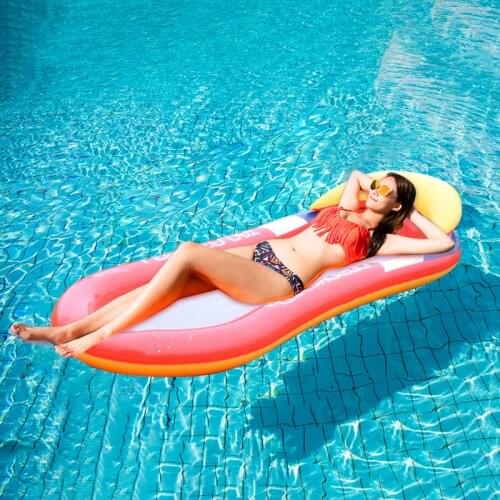Adult Backrest Pneumatic Float Foldable Reclining Chair PVC Floating Bed With Shade Shed For Outdoor Water Floating Bed Pool Toy