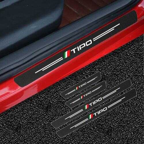 Car Door Sill Protector Sticker Black 4pcs Carbon Fiber For Fiat TIPO Accessories Automobile Decoration Interior Car-Styling