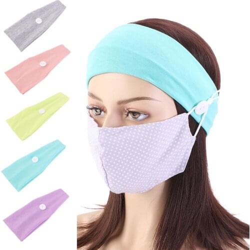 Solid Color Women Elastic Button Wide Hair Band Yoga Sports Headband Sweatband Hair Band Sports Headband Sweatband Hair Band