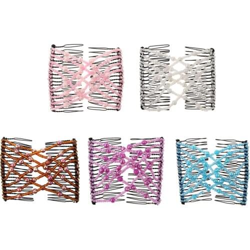 Magic Bead Stretch Hair Combs Double Clips Womens Hair Styling Accessories