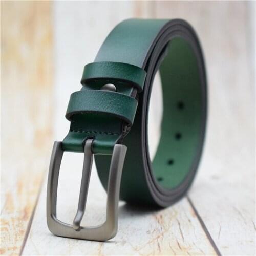 Genuine Leather Belt Women/men Black/green/coffee/red/purple 3.3CM Width Waist Belt for Women/men Pin Buckle Strap 90-130CM