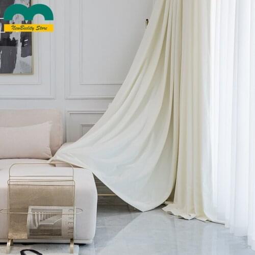 High-end Cream White Dutch Velvet Curtains Blackout Curtains for Living Room Bedroom Velvet Curtains Finished Velvet Curtains