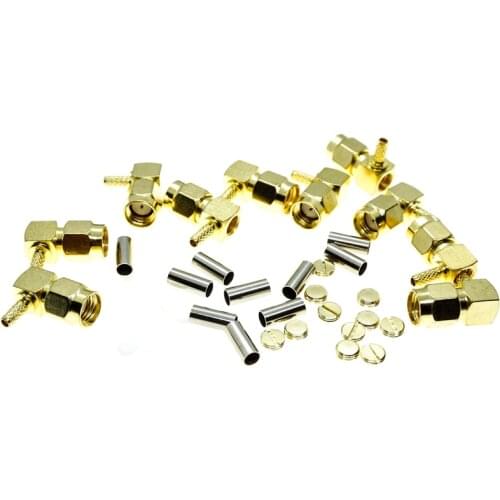 5-10Pcs RP SMA Male Plug Right Angle RA crimp for RG174 RG316 LMR100 Cable RF Connector