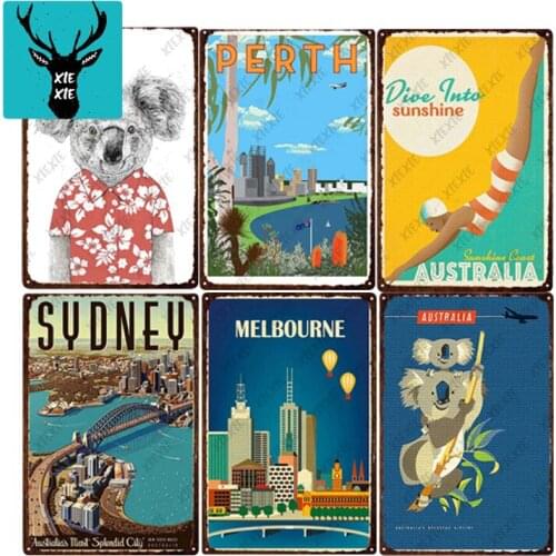 Vintage Koala Australia Tourist Metal Sign Tin Sign Decor Plaque Metal Vintage Bar Pub Living Room Decorative Iron Plate