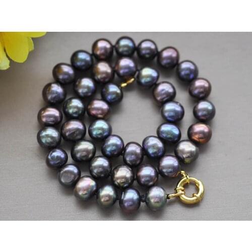 Z10330 A+ 17"~48" 12mm Round Peacock-Black Freshwater Pearl Necklace
