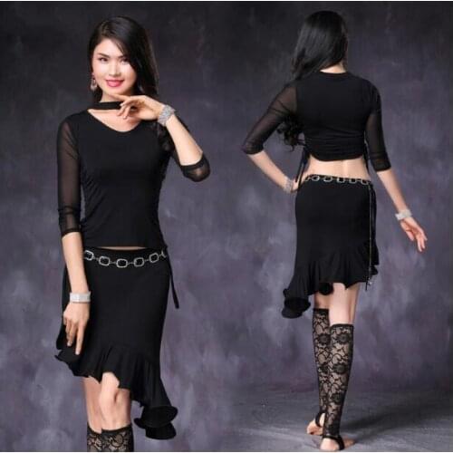 Good Quality belly dance costume set bellydance pratice clothing 4colors belly dance top+skirt suits M, L, XL 1016+3006