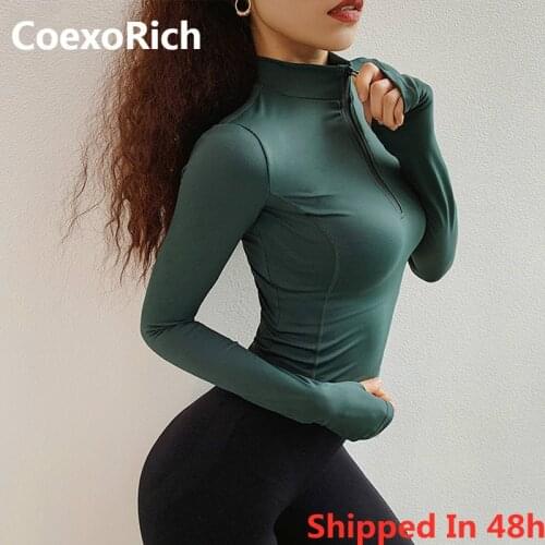 Women Long Sleeve Fitness Gym Shirt with Thumb Hole 1/2 Zip Yoga Crop Top Running Sport Tshirt T-shirt Track Jacket Sweatshirt