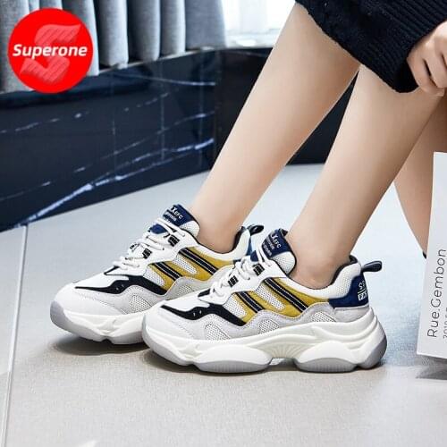 Superone Real Leather Women Sneakers Fashion Lace Spring Shoes Woman Mixed Color Casual Daily Lady Platform Footwear Size 35-40