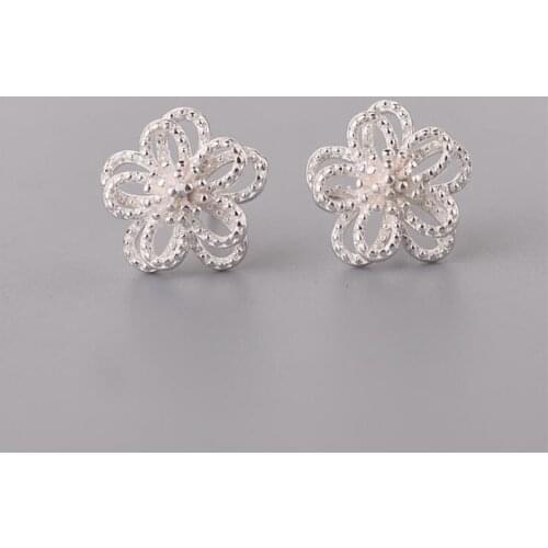 Literary New Fashion 925 Sterling Silver Jewelry Hollow Flower Female Simple Popular Exquisite Stud Earrings SE127