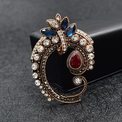 CINDY XIANG Rhinestone Vintage Fashion Brooches For Women Red Bead Retro Brooch Pin Jewelry 2 Colors Available Good Gift