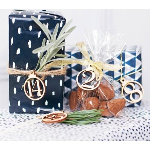 1-25 Number Wooden Merry Christmas Advent Calendar Gift Tags Christmas Gift Hanging Number Pendant Christmas Xmas Decoration