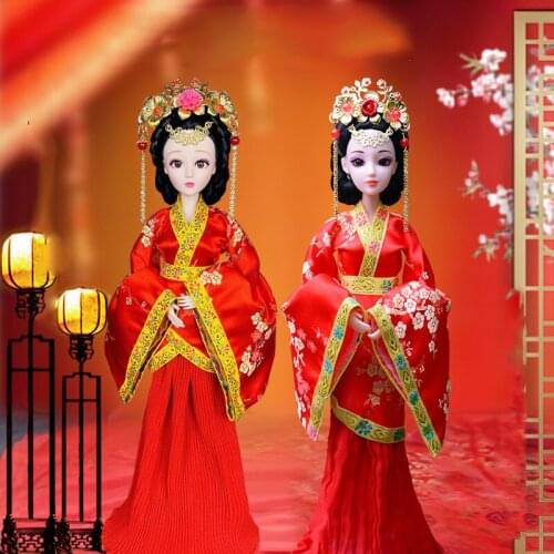 1/6 Scale 30cm Ancient Costume Red Dress Chinese Bride Doll Joints Body Princess Dolls Vinyl Model Toys Birthday Gift For Girls