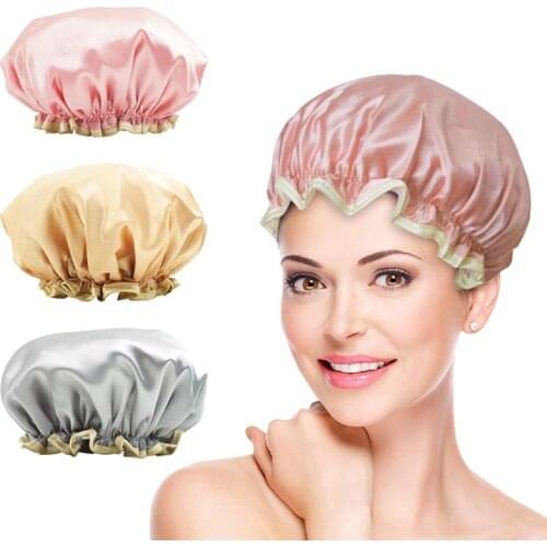 3PCS Shower Cap Waterproof Thickened Oil-proof Bath Cap Hair Cap for Adult