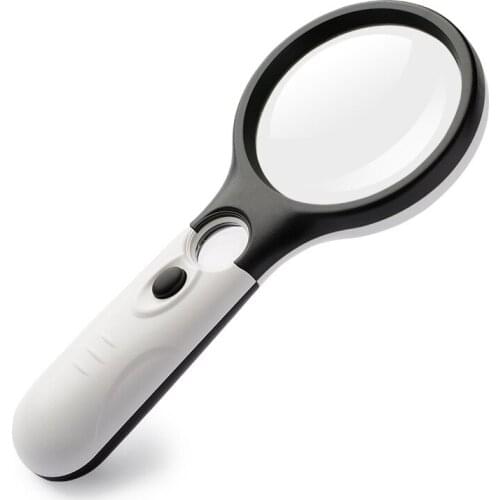 45X Magnifying Glass Handheld Magnifier 3 LED Light Reading Lens Jewelry Loupe
