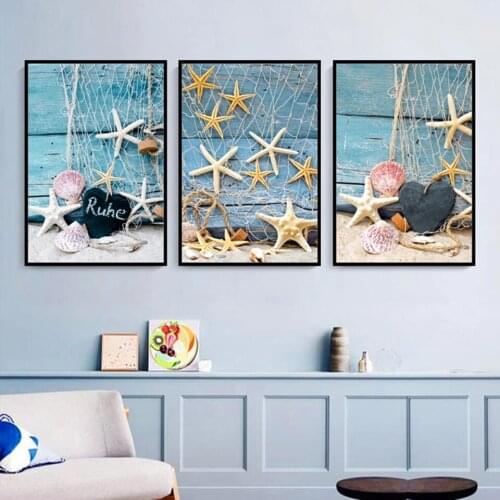 DIY Diamond Embroidery Seaside scenery Flower Full 5D Diamond Painting mosaic Landscape shells Cross Stitch Home Decor Handwork