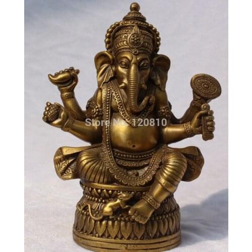 18CM Tibetan Religions Bronze Ganapati Ganesh Lord Ganesha Buddha Statue