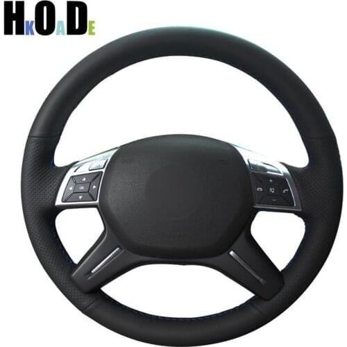 Black Artificial Leather Hand-stitched Car Steering Wheel Cover for Mercedes Benz C180 C200 C260 E200 E260 ML320 ML360 ML400
