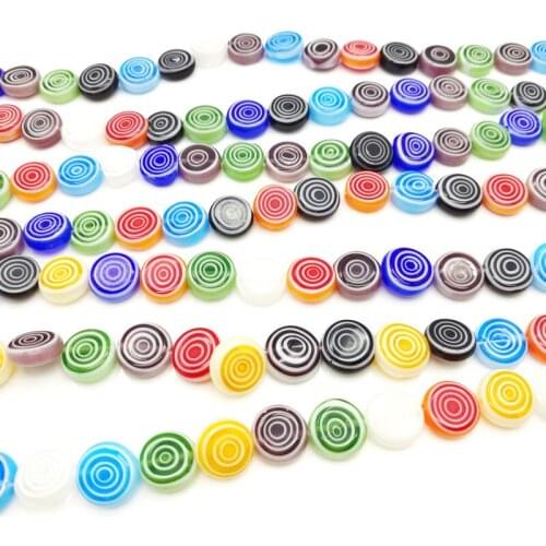 Colored glass circle beads DIY jewelry accessories loose beads thousand flowers and beads