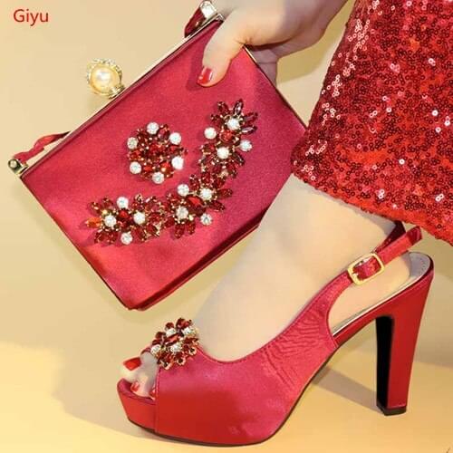 Doershow Women Shoe and Bag Set in Italy Shoes and Bag Set African Sets Italian Matching Shoes and Bag Set with fuchsia !SLX1-7