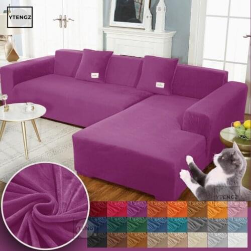 Elastic Couch Covers For Sofas Sectional Anti Cat Scratch Sofa Covers For Living Room Solid Color Sofa Cover Stretch Slipcovers