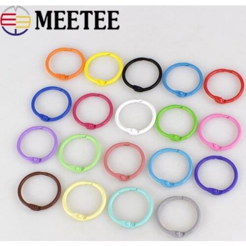 Meetee 30pcs 30/45mm Colorful Metal Key Open O Ring Buckles DIY Handmade Purse Garment Book Opening Loose Leaf Accessories AP431