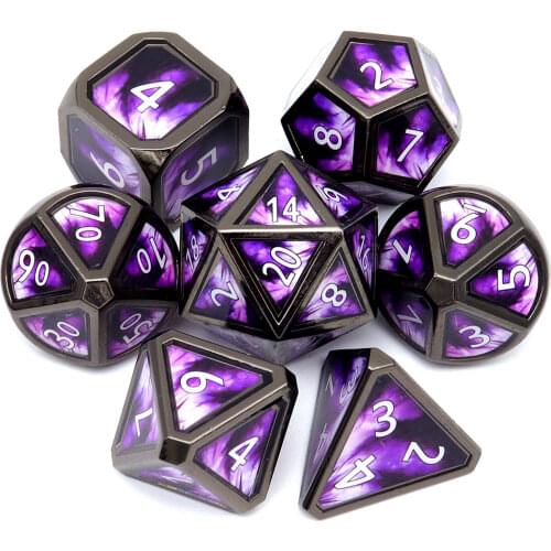 Haxtec Metal DND Dice Set Real Scene Black Polyhedral D&D Dice Set for Dungeons Dragons RPG Games