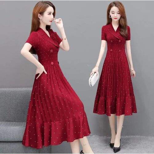 Fashion Elegant Plus Size Women Dress 2021 Summer New Temperament Waist Thin Dresses V-Neck Chiffon Print Female Dress RE2034