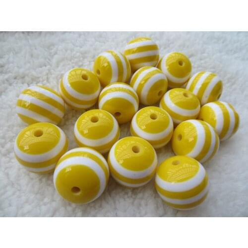 Yellow Color Fashion AAA Quality Chunky Round Resin Strips Beads for Chunky Necklace Jewelry