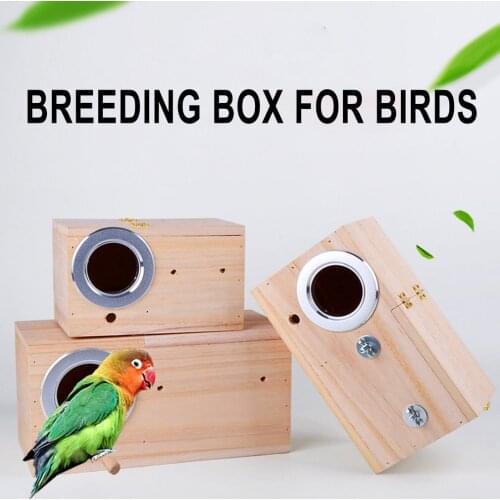 Natural Wood Bird Cage Breeding Box Parakeet Cockatiel Lovebirds Budgie Finch Canary Nesting Birdhouse Rest Hide Sleep Bird Cage