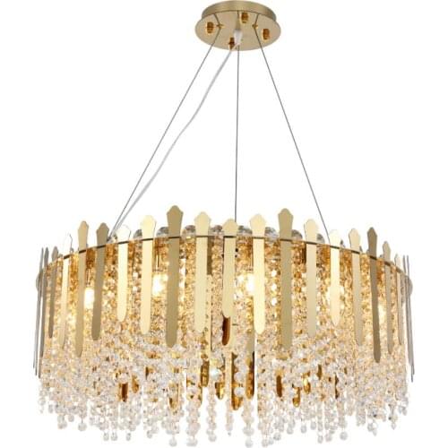 New crystal chandelier modern round living room crystal lamp gold Nordic simple creative restaurant luxury LED chandelier