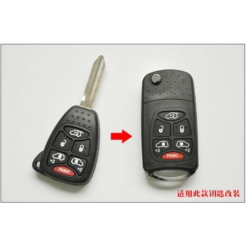 New Modified Flip Folding Remote Key Shell Case For Chrysler 5+1 Button With Battery Clamp Fob Key Cover