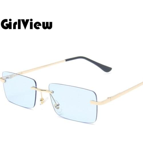 GirlView Frameless Sunglasses Female Square Small Lense Sunglasses Fashion Ins Trend Catwalk Glasses Woman