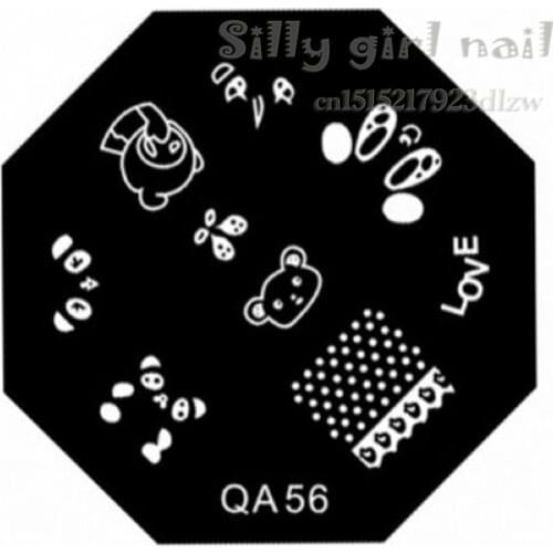 QA new series of sexy fashion nail stamp image plate template Cute bow QA 56