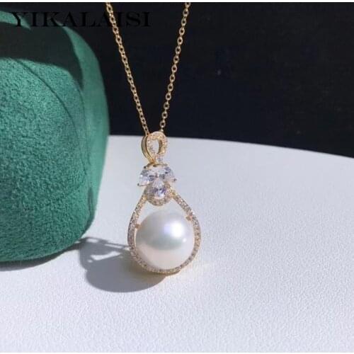 YIKALAISI 925 Sterling Silver Necklaces Jewelry For Women 12-13mm Oblate Natural Freshwater Pearl Pendants 2021 Fine Wholesales
