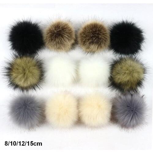 2pcs/lot 8/10/12/15cm DIY Faux Fox Fur Pompom Fur Pom Poms for Women Kids Beanie Hats Caps Fox Ball For Shoes Caps Bags F016