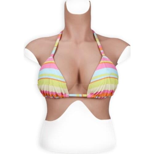 Liifun Realistic Silicone Breastplate Fake Boobs with Extended Shoulder Design for Drag Queen Crossdressers Transgender
