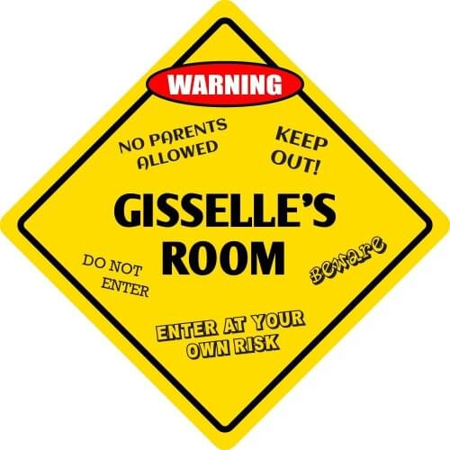 StickerPirate Gisselles Room Funny Kids Room Door Warning Danger Metal Novelty Sign Aluminum