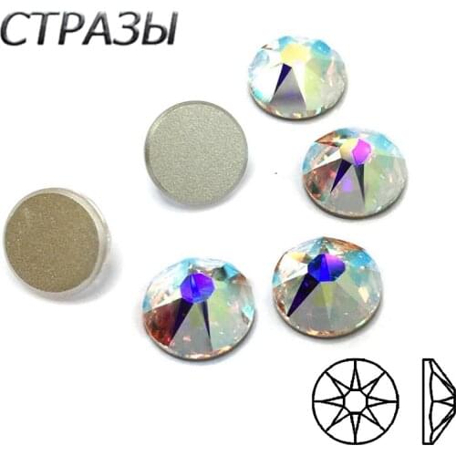 SW Strass 16 Facets Crystal AB SS16 SS20 SS30 No Hot fix Rhinestone Rainbow Rhinestones For Nail Art Clothes Gymnastics