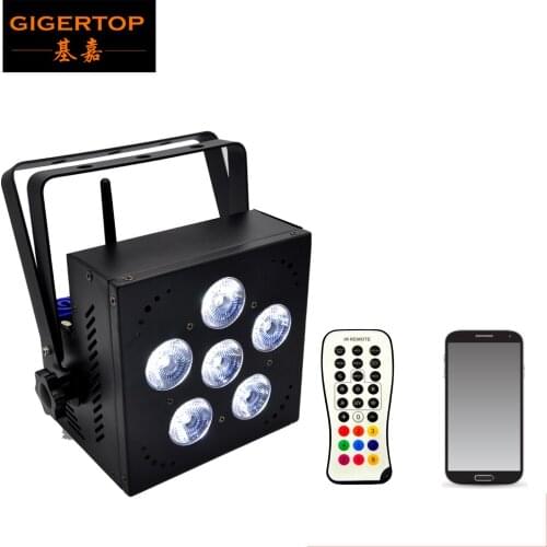 TIPTOP TP-G3043-6IN1 RGBAW UV 6IN1 LED Flat Battery Wireless DMX Par Stage Light 6X18W 10000MAH Lithium Battery 6/10 Channels