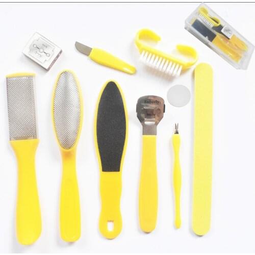 Spot foot grinder ten-piece suit yellow black blue foot board frustration foot care manufacturer foot file pedicure knife