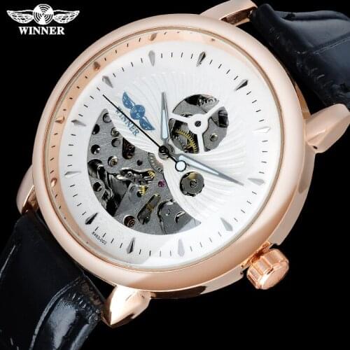TWINNER fashion brand men mechanical watches leather strap casual hot mens automatic skeleton watches male clock reloj hombre