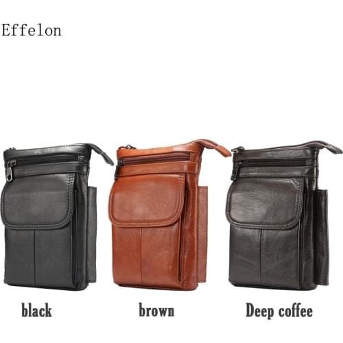 NEW Genuine Leather Vintage Messenger Traveling Shoulder Bag Waist Bag for Iphone7 6 Plus 5 Case Below 6.5'' Phones Belt Pouch