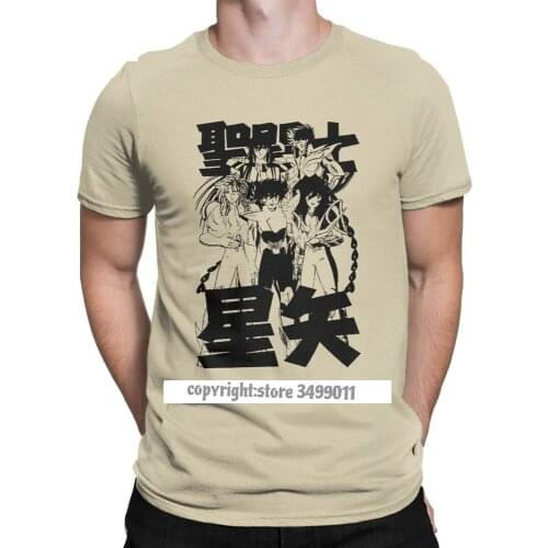Vintage Saint Seiya Knights Of The Zodiac Anime Tee Shirts Men Crewneck Cotton Tshirts Adult Printed Tees Tops