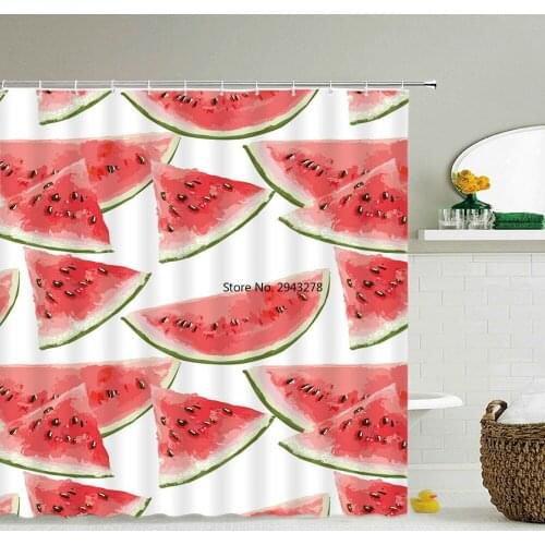 3D Waterproof Fabric Shower Curtains Strawberry Watermelon Pineapple Fresh Printing Bath Curtain large 240X180 Bathroom Screen