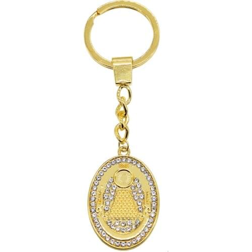 High Quality New Round Egyptian Pyramid Almighty Magic Eye Charm Inlaid Rhinestone Pendant Keychain
