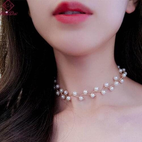 Japan Korean Summer Graceful Layers Pearl Chokers Necklaces Women Fashion Joker Sexy Clavicular Chain Girls Simple Neck Jewelry