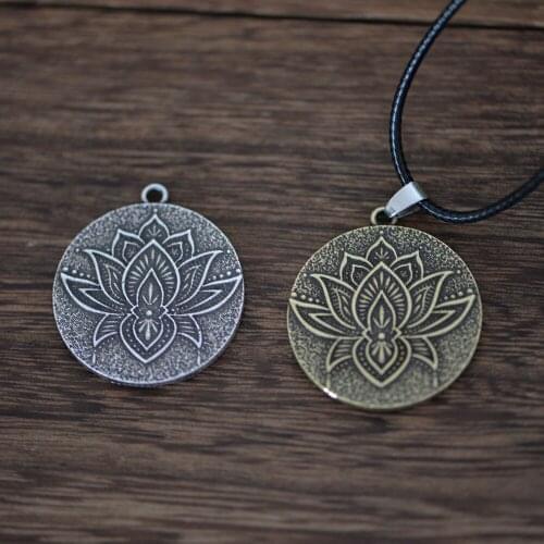LANGHONG 1pcs Lotus Necklace Mandala Necklace For Women Talisman Jewelry